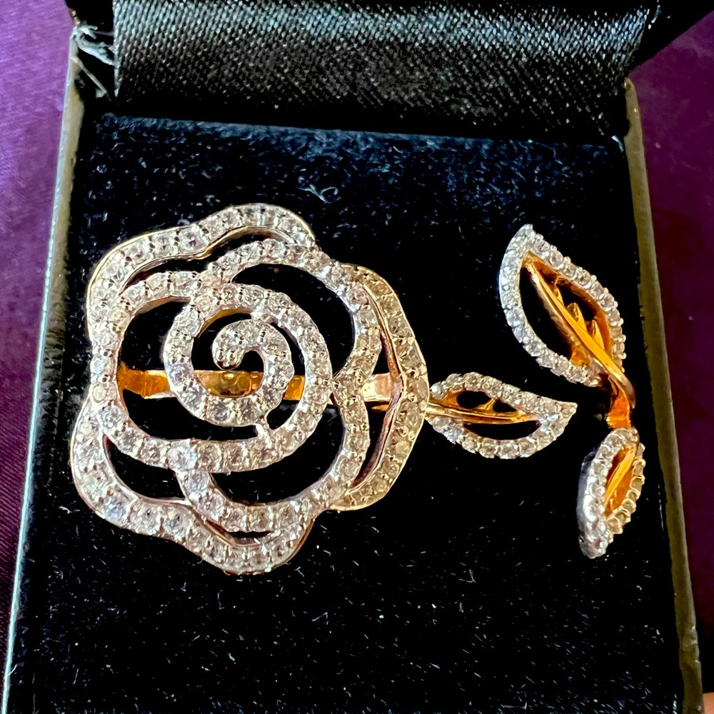 18KT ROSE GOLD TWO FINGER COCKTAIL RING
